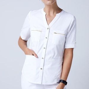 Jaanuu Button Down Scrub Top- small